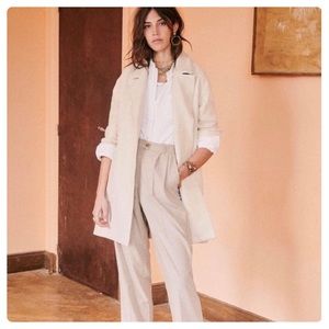 Sezane Manteau Monroe tweed belted trench coat jacket